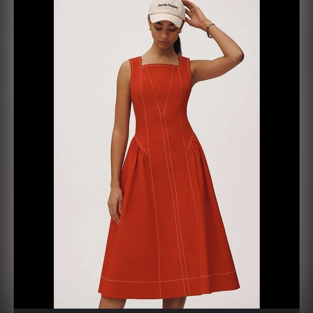 Sold out online! High Neck Seamed Midi Dress
